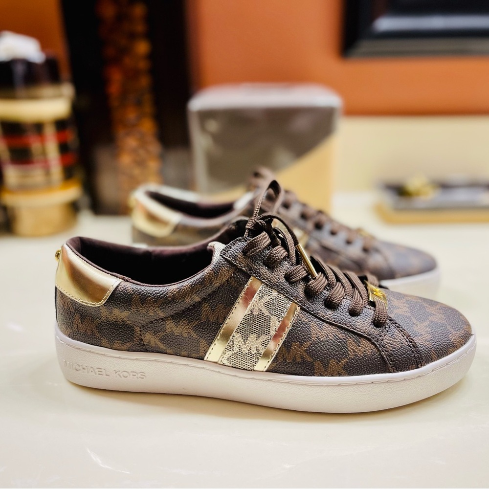 Michael Kors Brown and Gold Patterned Sneakers
